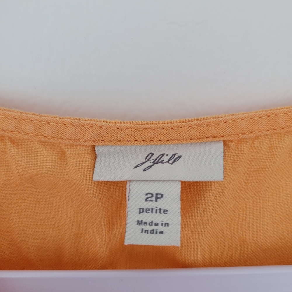 J.Jill 100% Linen Costal V neck Sleeveless Orange Blouse Top 2P - Picture 6 of 7